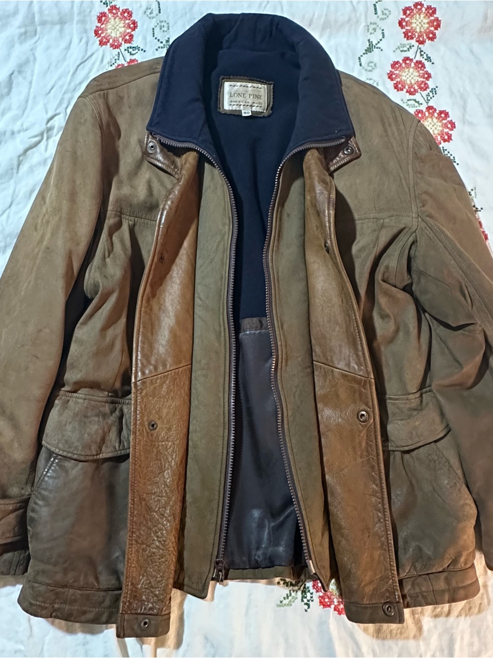 Vintage Lone Pine American Made Leather Jacket Sz40 Brown Suede Nubuck Rancher